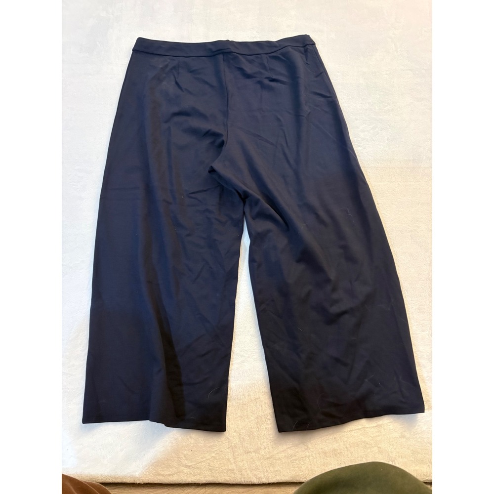 J. Jill Wearever Navy Blue Wide Leg Crop Pants Pintuck Stretch Jersey Large NWT - Picture 5 of 6